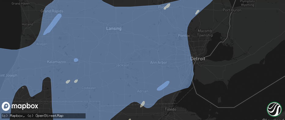 Hail map in Chelsea, MI on May 18, 2026