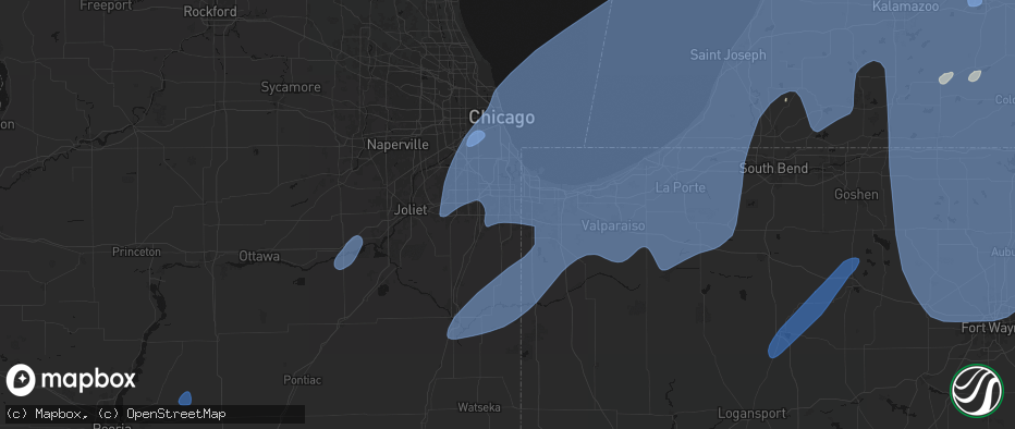 Hail map in Chicago Heights, IL on May 18, 2026
