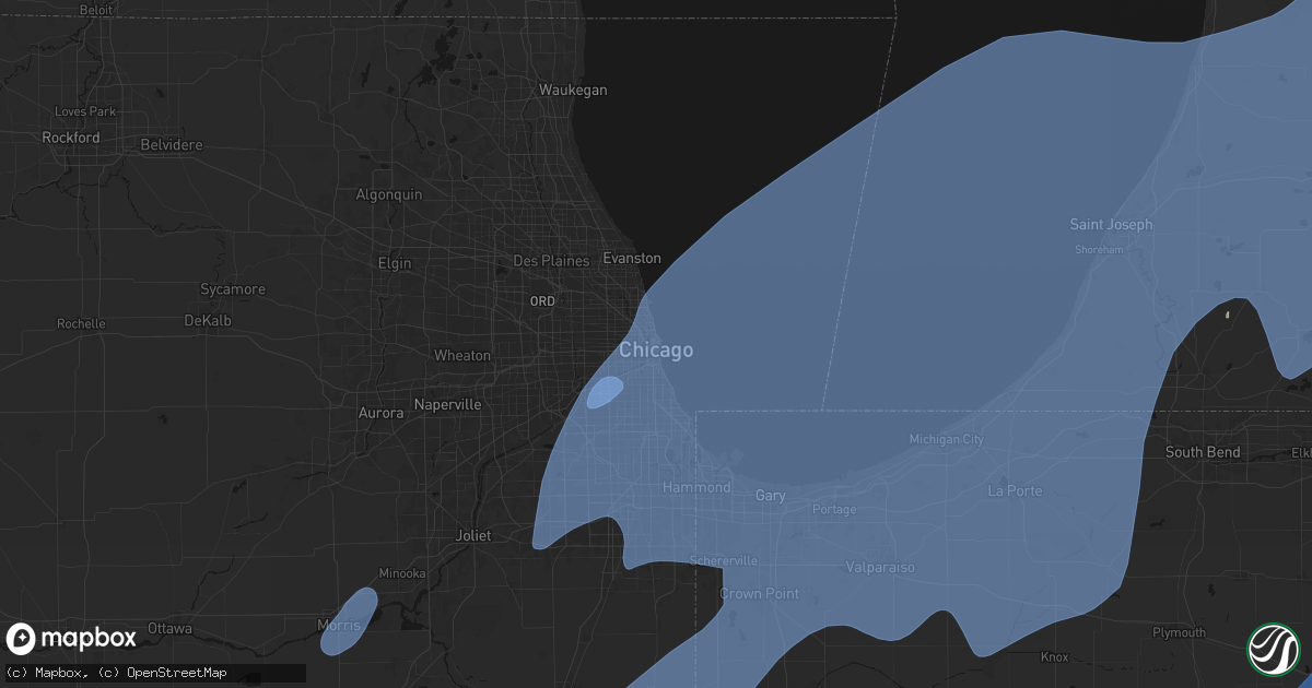 Hail map in Chicago, IL on May 18, 2026