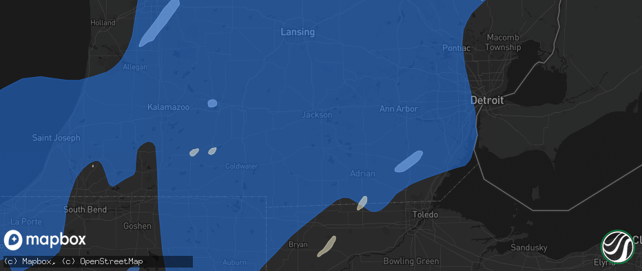 Hail map in Clarklake, MI on May 18, 2026