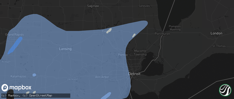 Hail map in Clarkston, MI on May 18, 2026