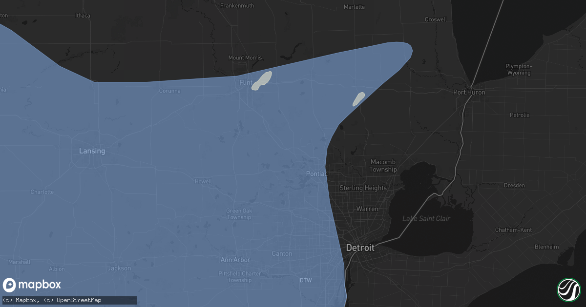 Hail map in Clarkston, MI on May 18, 2026