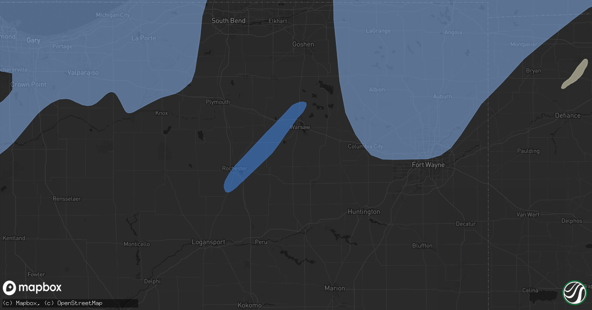 Hail map in Claypool, IN on May 18, 2026