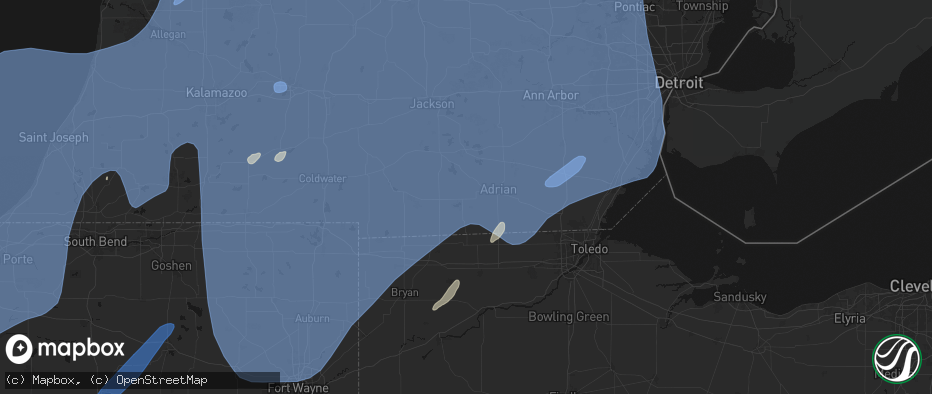 Hail map in Clayton, MI on May 18, 2026