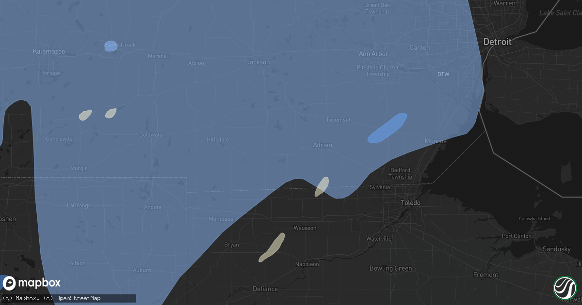 Hail map in Clayton, MI on May 18, 2026