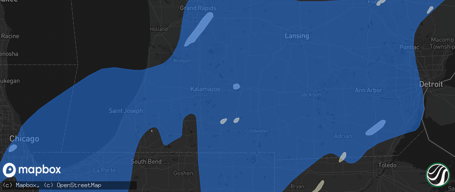 Hail map in Climax, MI on May 18, 2026