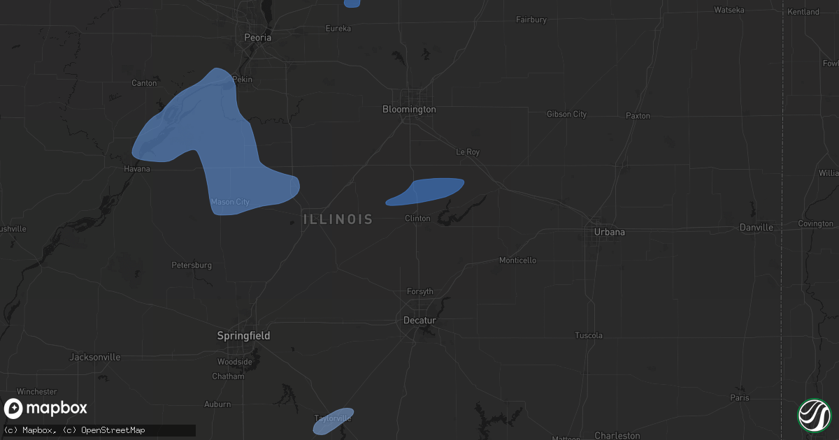 Hail map in Clinton, IL on May 18, 2026