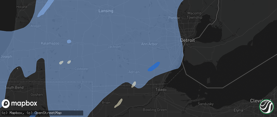 Hail map in Clinton, MI on May 18, 2026
