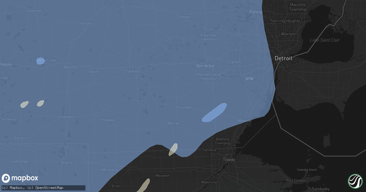 Hail map in Clinton, MI on May 18, 2026