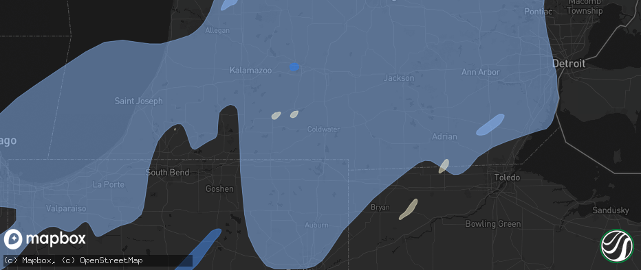 Hail map in Coldwater, MI on May 18, 2026