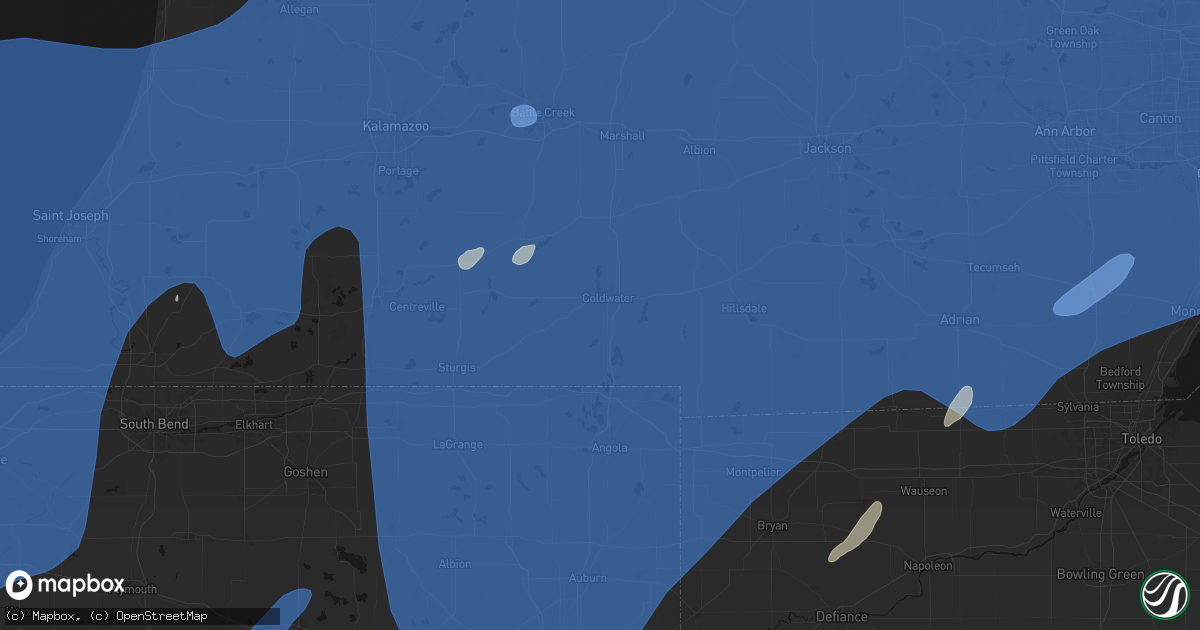 Hail map in Coldwater, MI on May 18, 2026