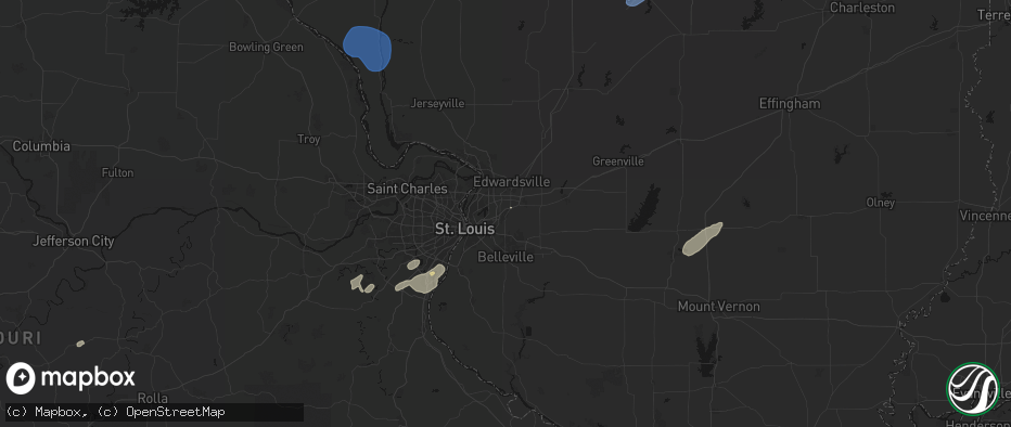 Hail map in Collinsville, IL on May 18, 2026