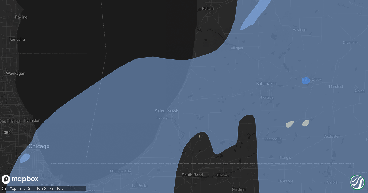 Hail map in Coloma, MI on May 18, 2026