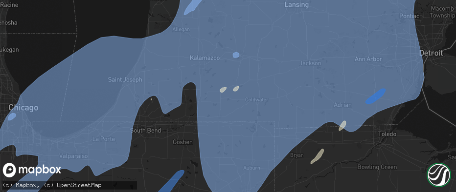 Hail map in Colon, MI on May 18, 2026