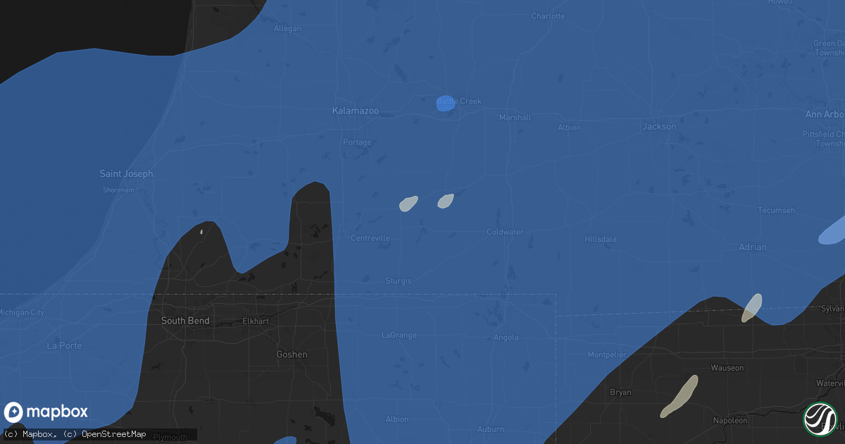 Hail map in Colon, MI on May 18, 2026
