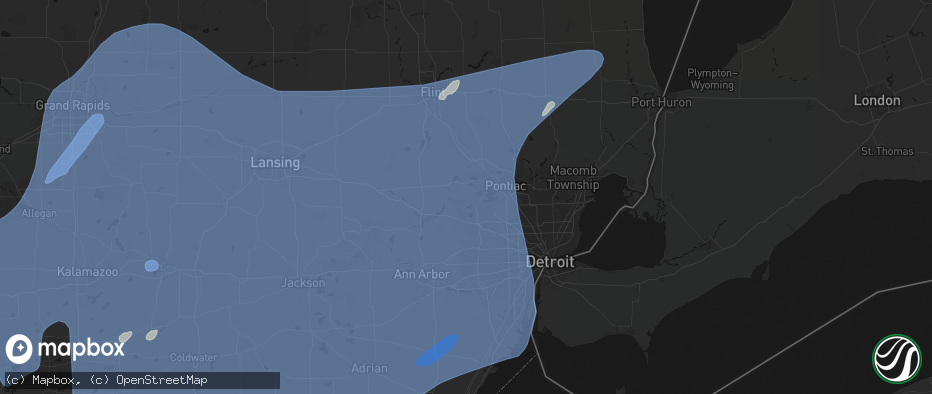 Hail map in Commerce Township, MI on May 18, 2026