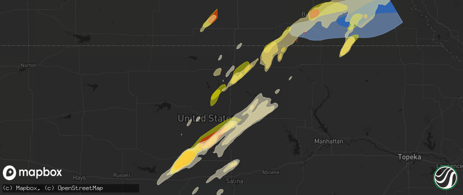Hail map in Concordia, KS on May 18, 2026