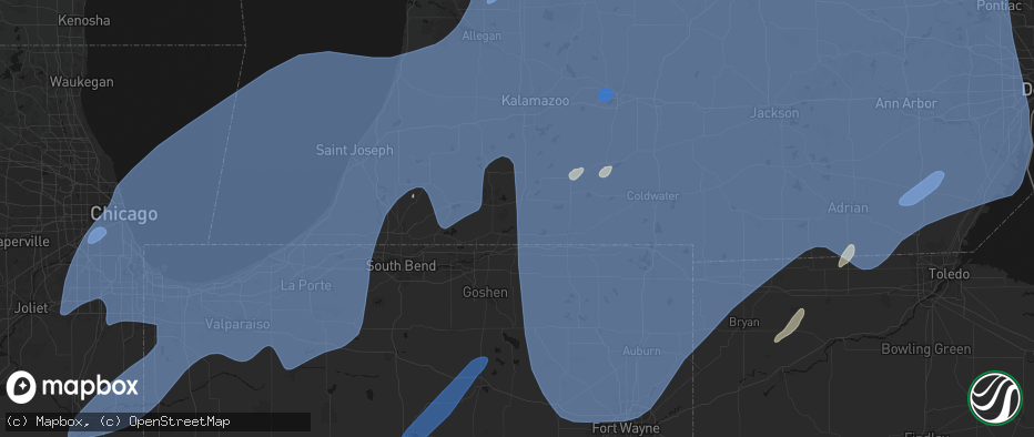 Hail map in Constantine, MI on May 18, 2026