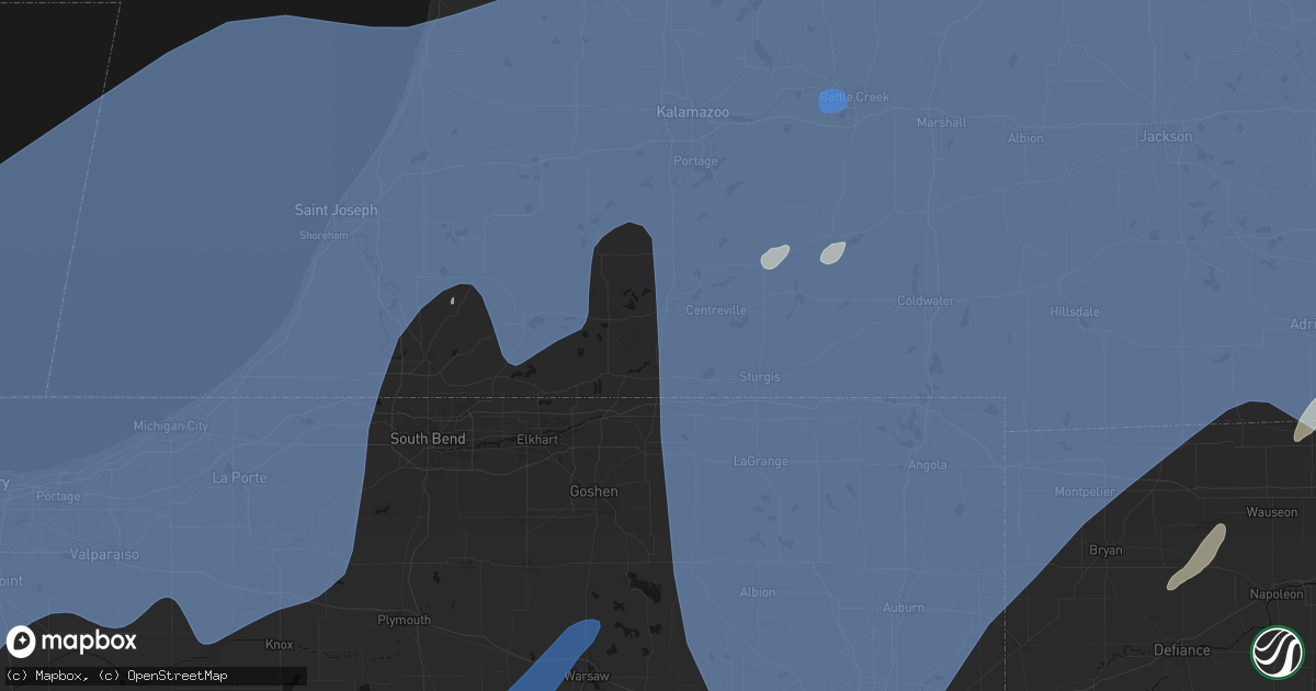 Hail map in Constantine, MI on May 18, 2026