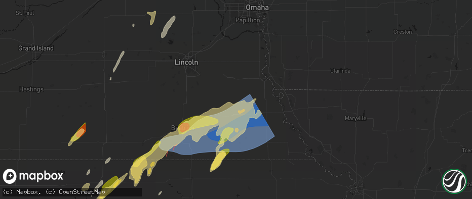 Hail map in Cook, NE on May 18, 2026