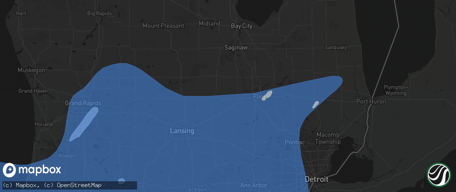 Hail map in Corunna, MI on May 18, 2026
