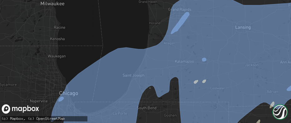 Hail map in Covert, MI on May 18, 2026
