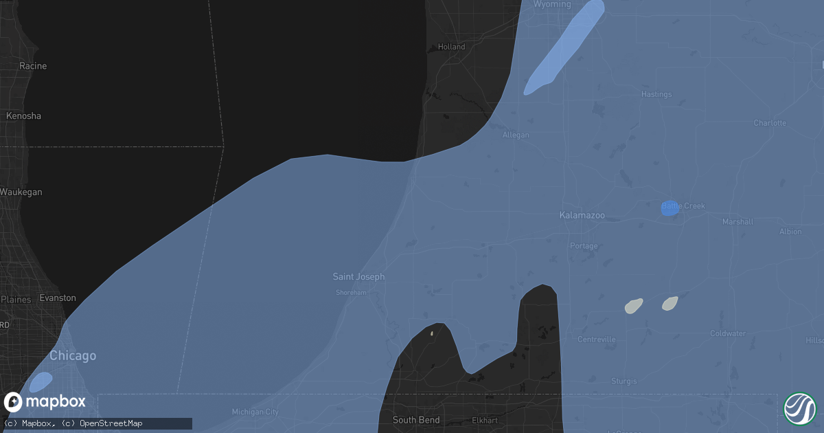 Hail map in Covert, MI on May 18, 2026