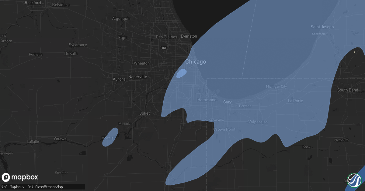 Hail map in Crestwood, IL on May 18, 2026