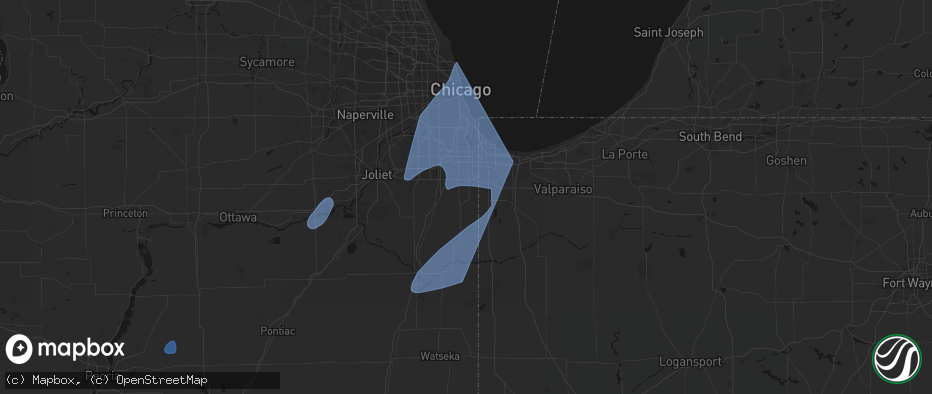 Hail map in Crete, IL on May 18, 2026