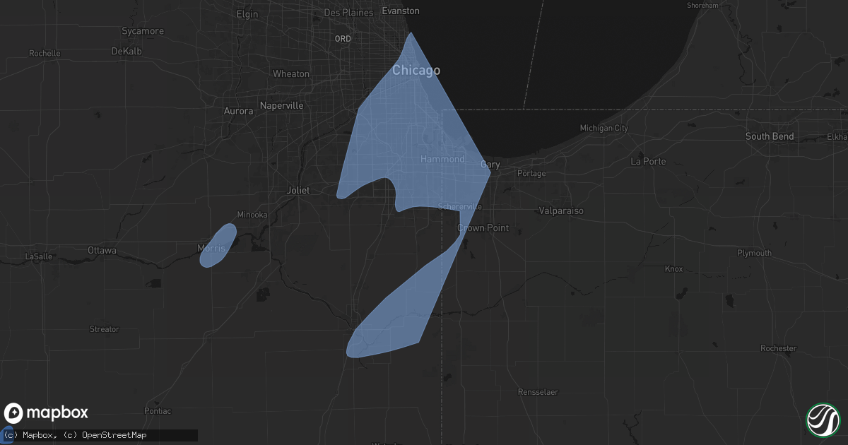 Hail map in Crete, IL on May 18, 2026