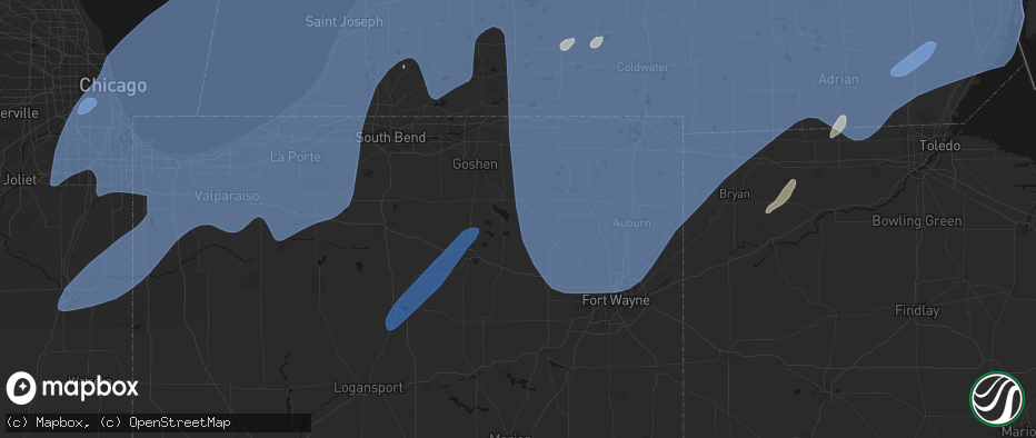 Hail map in Cromwell, IN on May 18, 2026