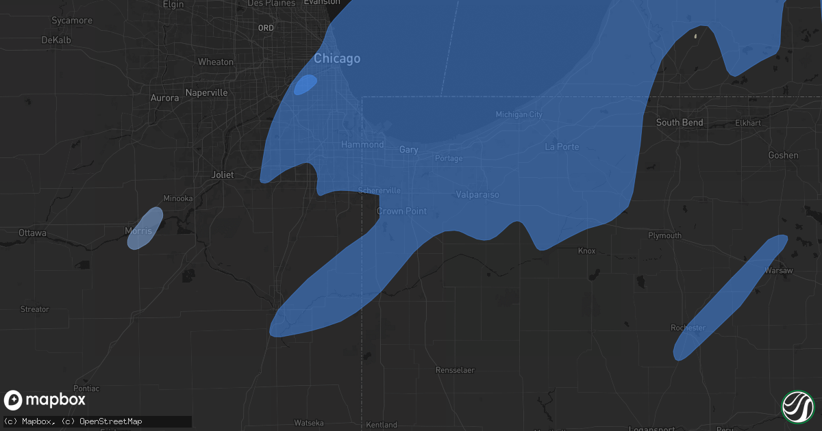 Hail map in Crown Point, IN on May 18, 2026
