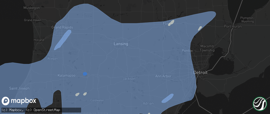 Hail map in Dansville, MI on May 18, 2026