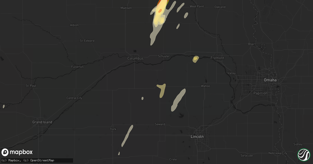 Hail map in David City, NE on May 18, 2026