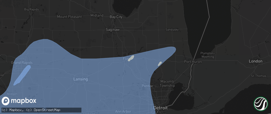 Hail map in Davison, MI on May 18, 2026