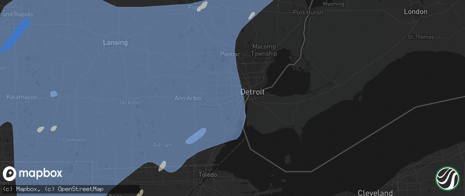 Hail map in Dearborn Heights, MI on May 18, 2026