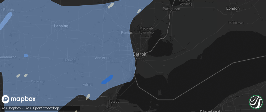 Hail map in Dearborn, MI on May 18, 2026