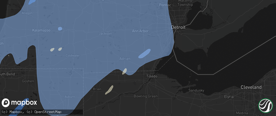 Hail map in Deerfield, MI on May 18, 2026