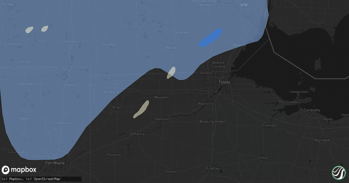 Hail map in Delta, OH on May 18, 2026