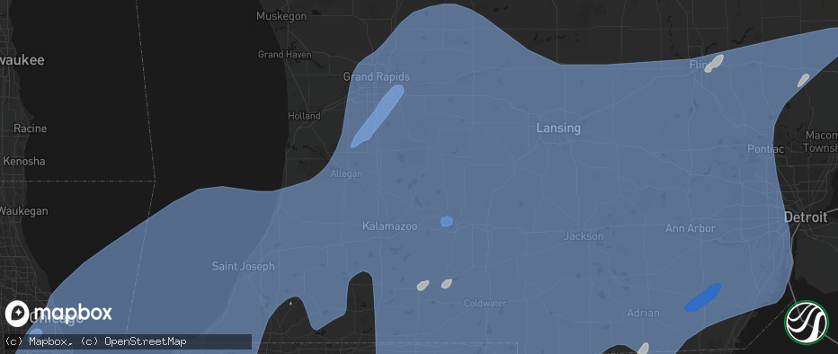 Hail map in Delton, MI on May 18, 2026