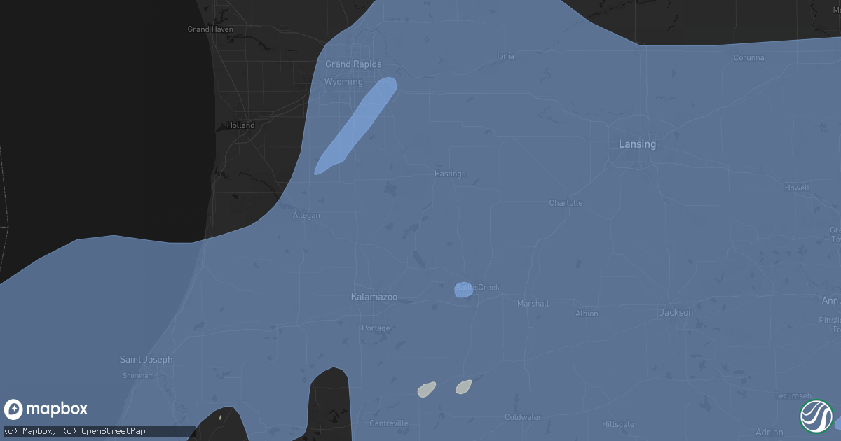 Hail map in Delton, MI on May 18, 2026