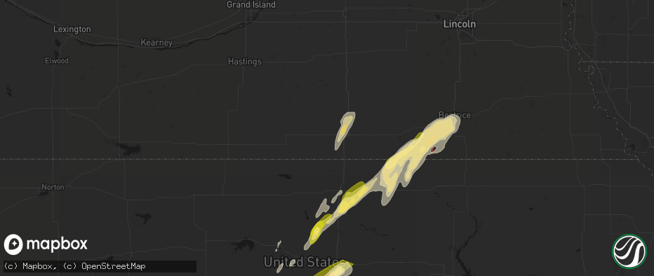 Hail map in Deshler, NE on May 18, 2026