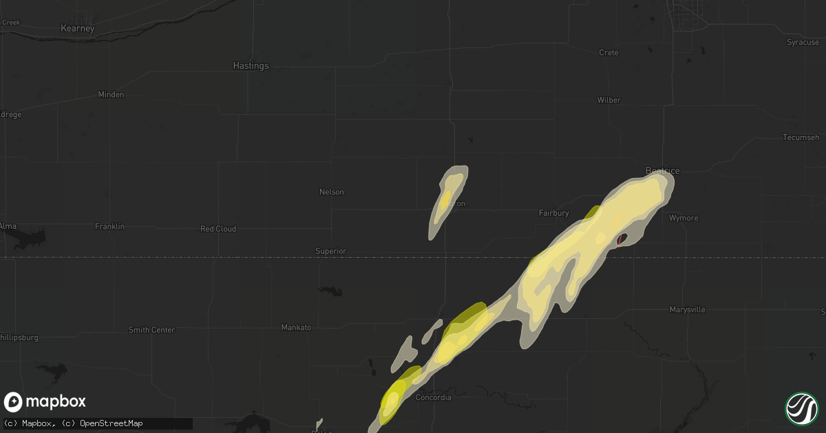Hail map in Deshler, NE on May 18, 2026