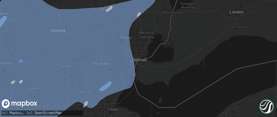 Hail map in Detroit, MI on May 18, 2026