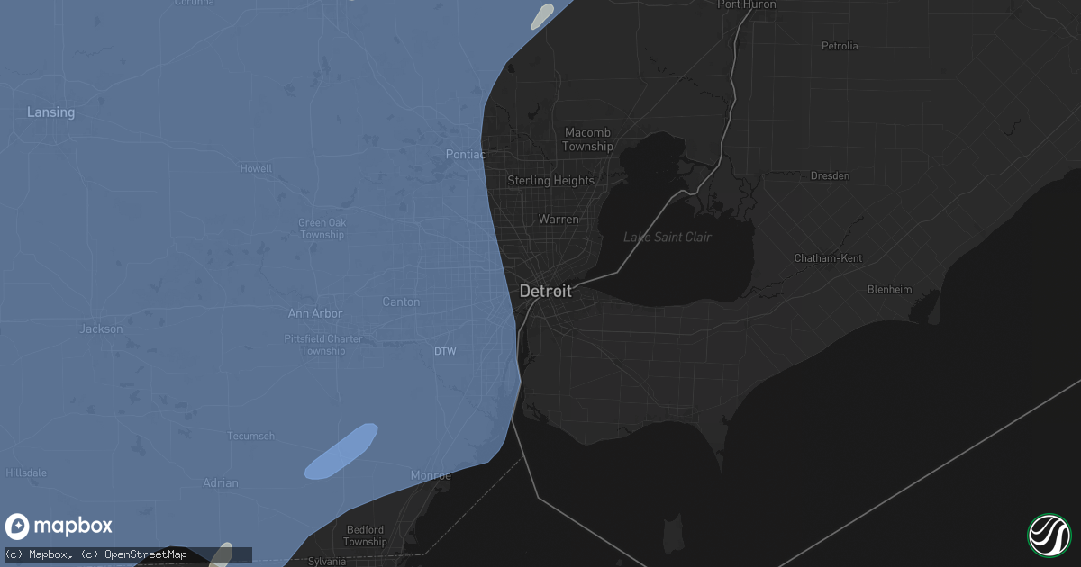 Hail map in Detroit, MI on May 18, 2026