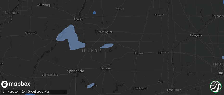 Hail map in Dewitt, IL on May 18, 2026