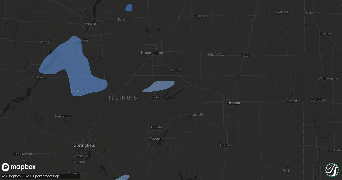 Hail map in Dewitt, IL on May 18, 2026