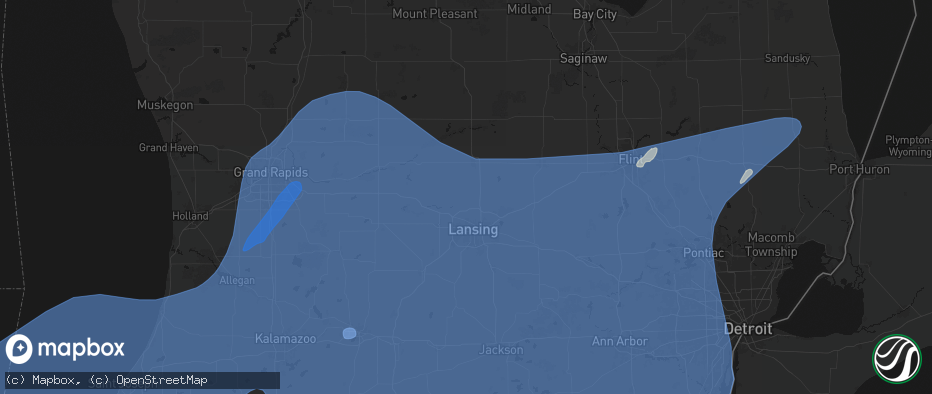 Hail map in Dewitt, MI on May 18, 2026