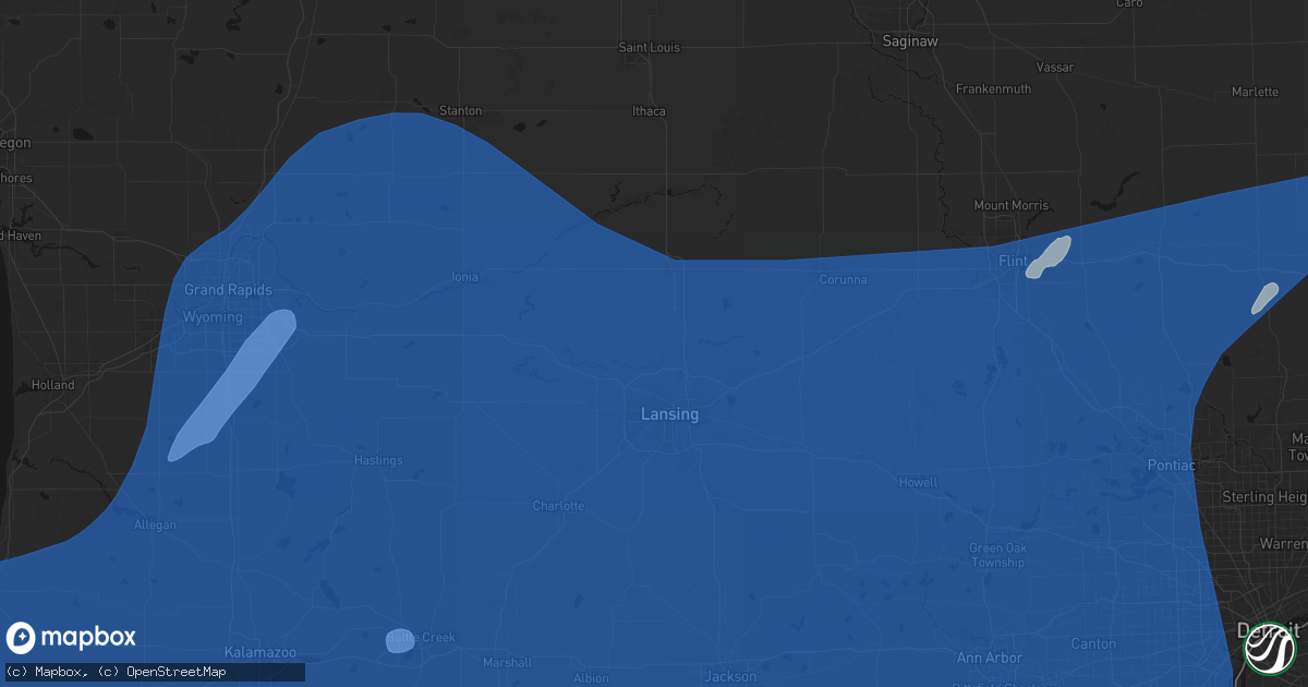 Hail map in Dewitt, MI on May 18, 2026