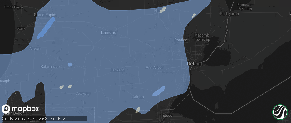 Hail map in Dexter, MI on May 18, 2026